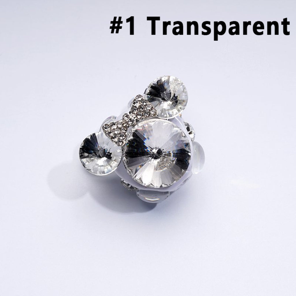 Vivid Fancy Silver Alloy Mouse Head Bows with Large Colorful Cone Shape Rhinestones Clear Rhinestones Clay Beads, Around 30*22MM