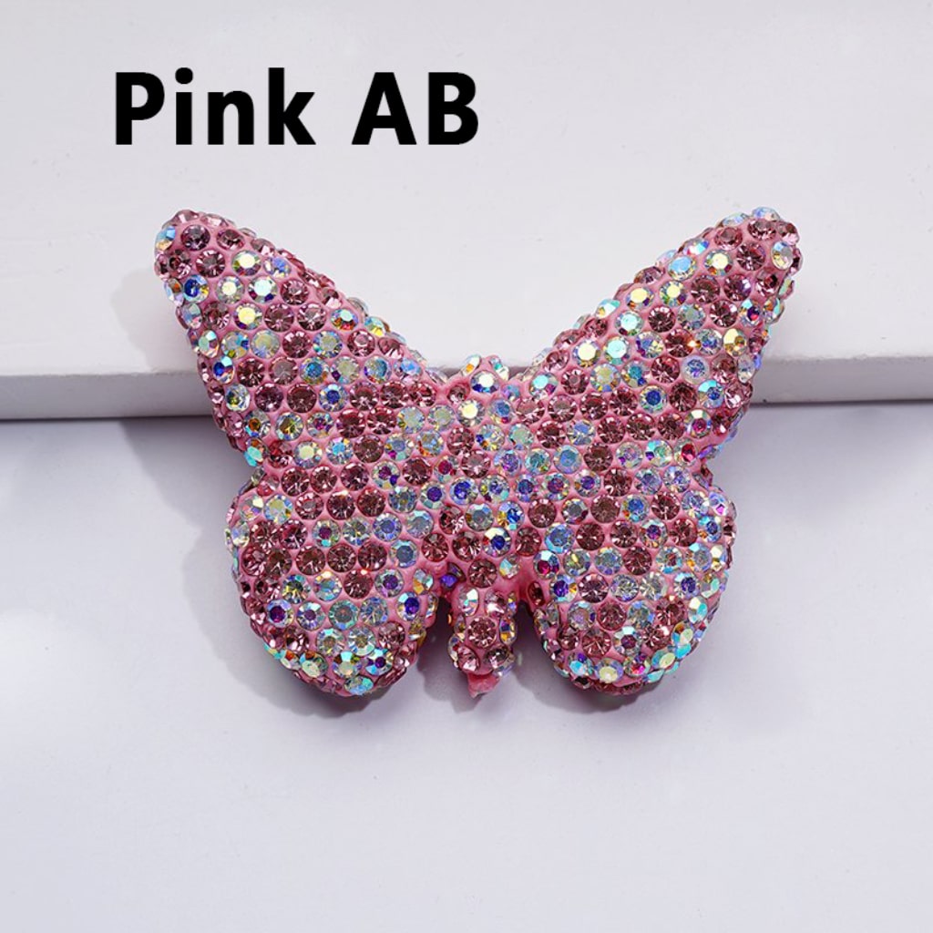 Elegant Multi-Color Butterfly Clay Beads Adorned with Sparkling Rhinestones Approx. 54x41MM