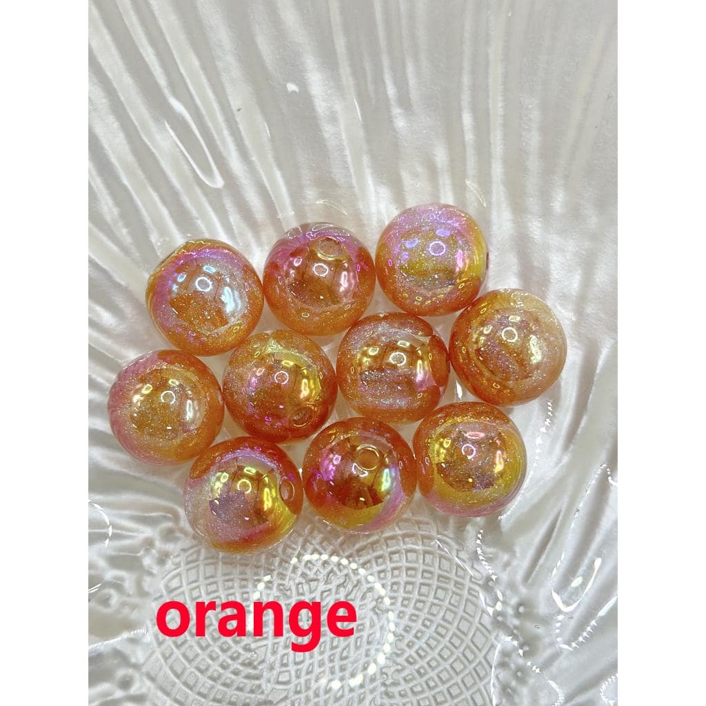 Glossy Acrylic Beads with Glitter Inside, Little UV Plating, 16mm FS