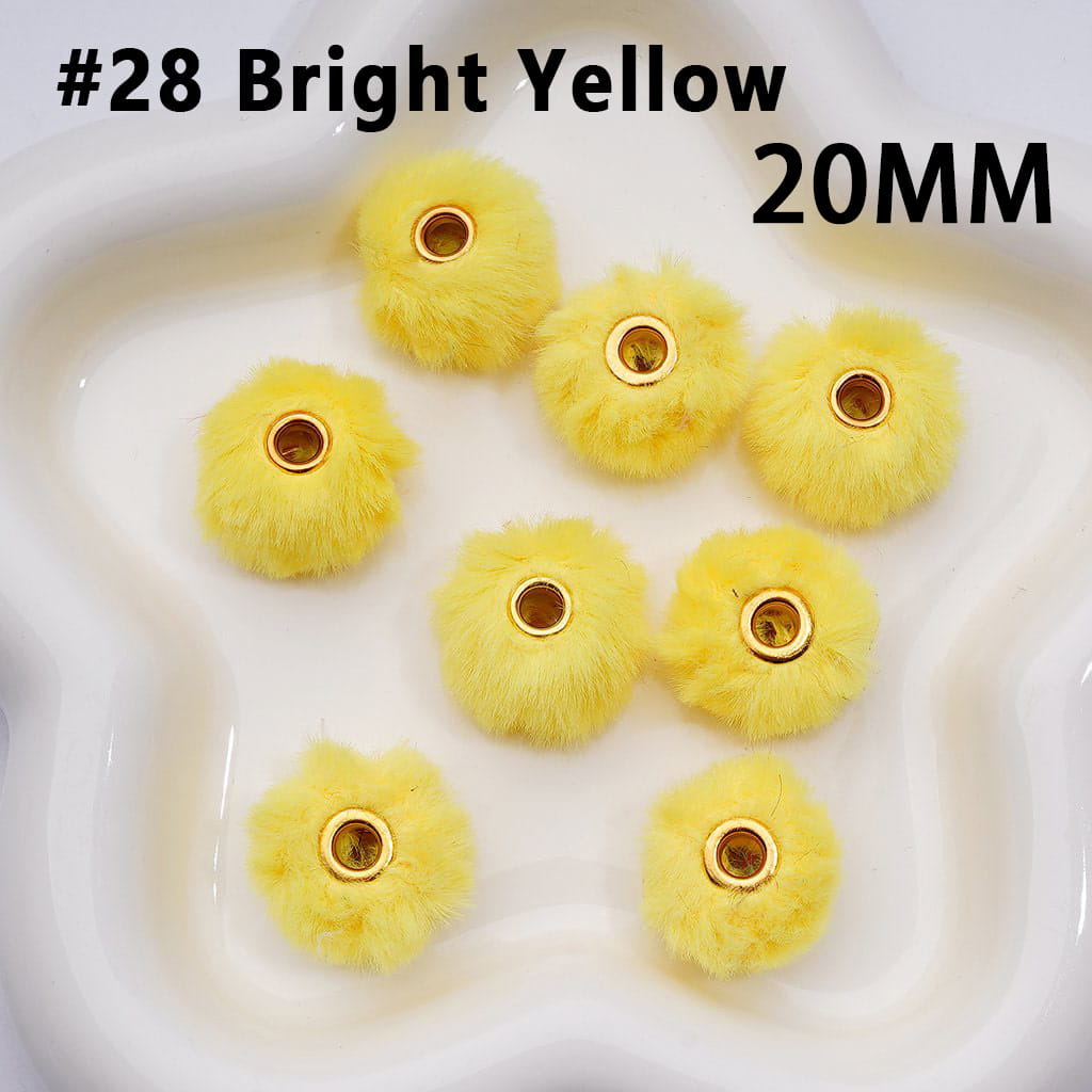 Cute Solid Colored Pom Pom Fluffy Hard Beads, 20MM