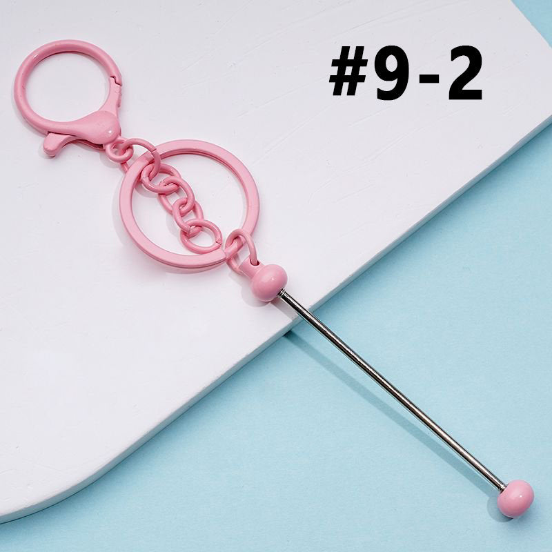 Bar with Metal Beadable Keychain and Lobster Clasp in Solid Colors