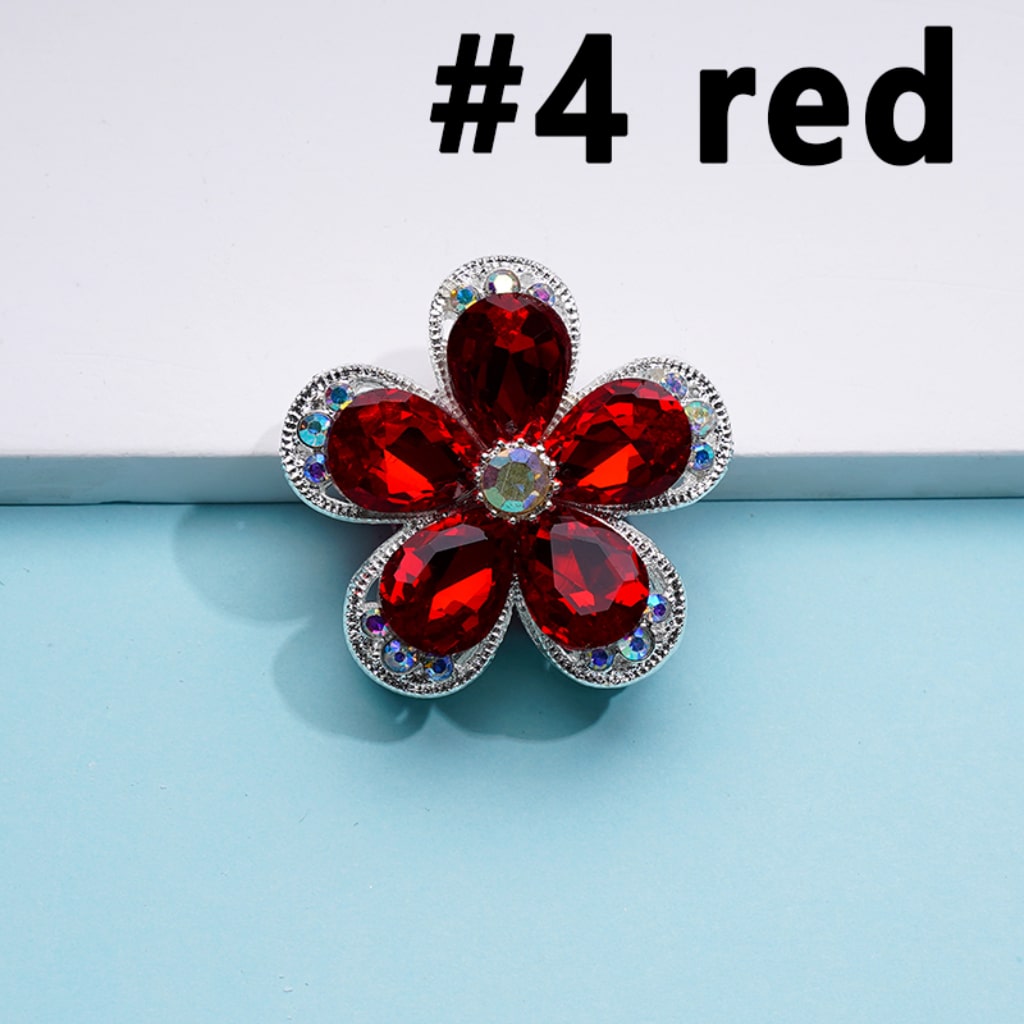 Silver Alloy Exquisite Fancy Five-Petaled Flower with Colorful & AB Rhinestones Beads, Around 38MM