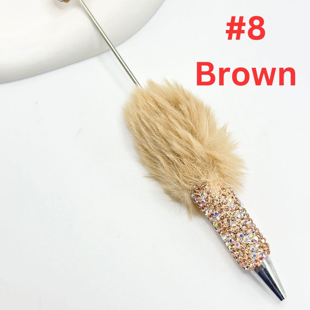 Clay Rhinestones Covered the Entire Pen with Pom Pom Beadable Pens