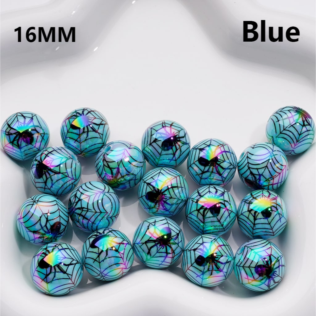 Halloween Spider Web Pattern UV Coated Single Color Available in 200pcs Acrylic Beads 16MM (Whole Bag))