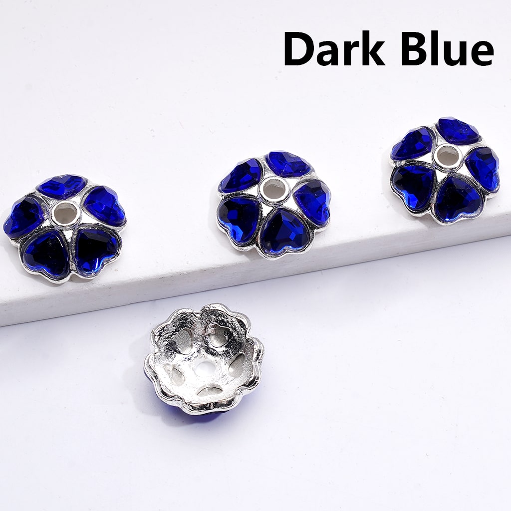 Metal Alloy Beads Cage Cap Heart Rhinestones Silver 16MM (Single Color is available for 100pcs(Whole Bag))