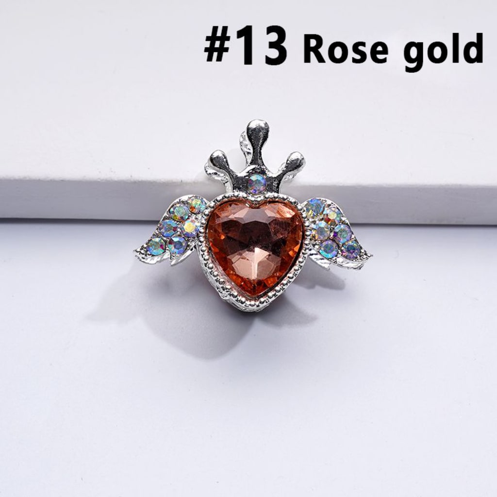 Fancy Bling Bling Silver Alloy Heart Angel Crown with Large Heart Inside Mini AB Rhinestones Beads, Around 25*20MM
