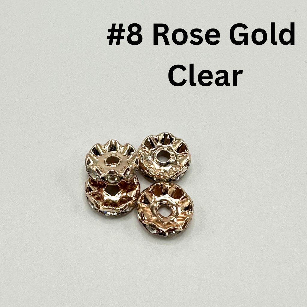 Wavy Shape Metal Spacers with Rhinestones in Solid Colors, 10mm