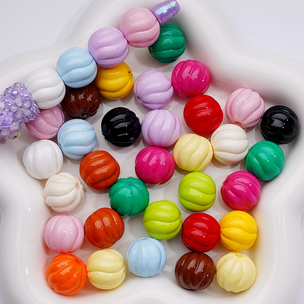 Pumpkin Halloween Acrylic Beads Stoving Varnish Solid Color 16MM (Single Color is available for 200pcs Whole bag)