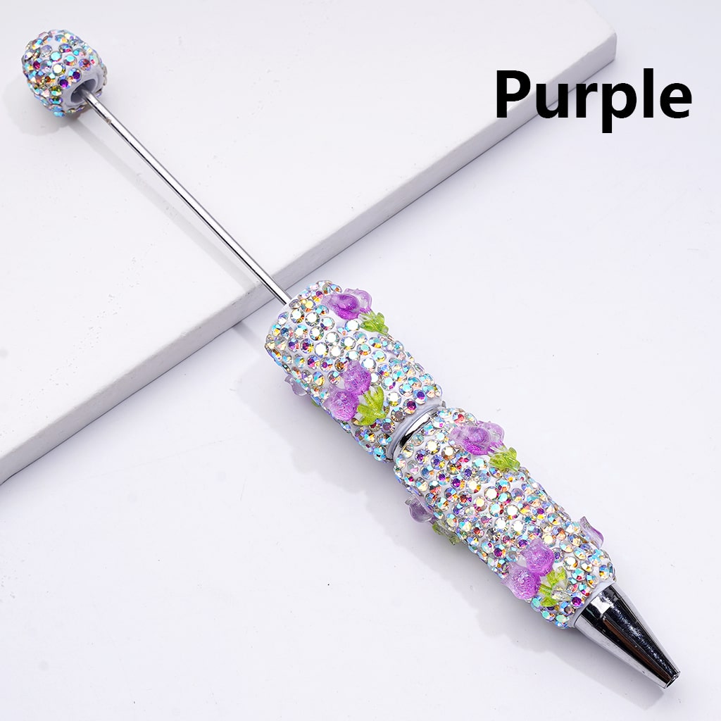 Cute Tulip Flower Clay Pen with Shiny AB Rhinestones