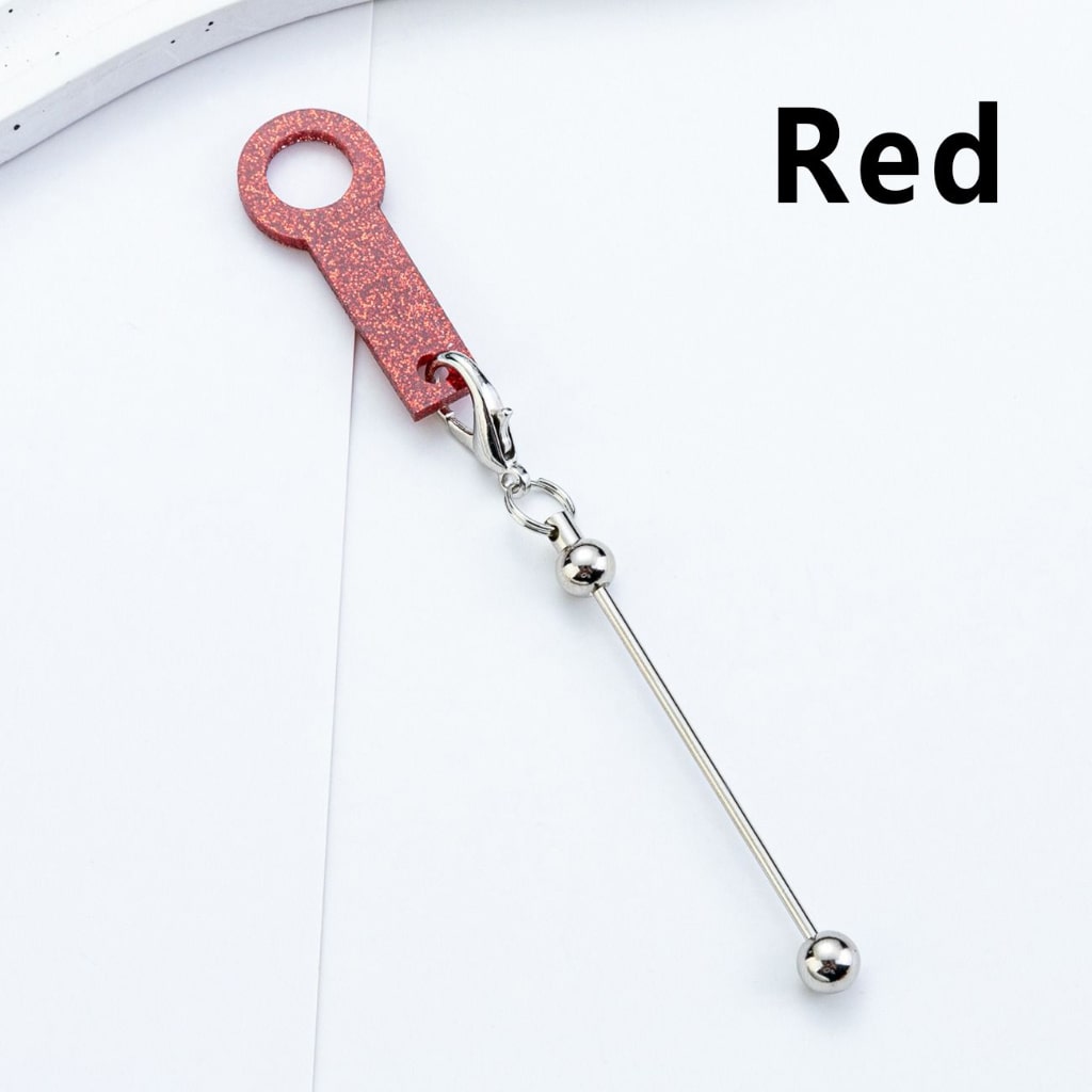 Silver Metal Bar DIY Beadable for Keychain with Carabiner Hook Plastic Long Ring Hoop on Cup's Straw 120MM