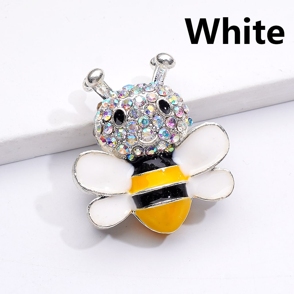 Fancy Bee Design with AB Rhinestones & Solid Color Wings Silver Alloy Beads 29×26MM