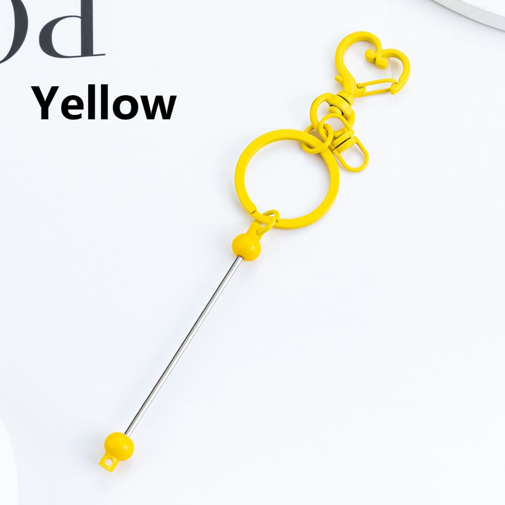 Metal Keychain with Bar and Heart Shape Clasp in Solid Color DIY Beadable 154MM
