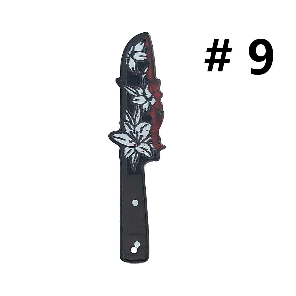 Halloween Skull & Knife Design with Bloody Flower Prints Plastic Beads Horror Jewelry Accessories