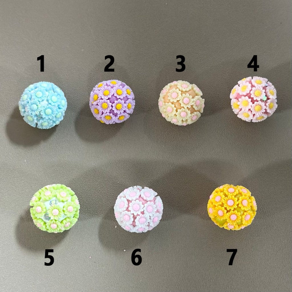 Cute Flowers Colorful Mini AB Rhinestones Round Clay Beads, 18MM, Please Read the Description