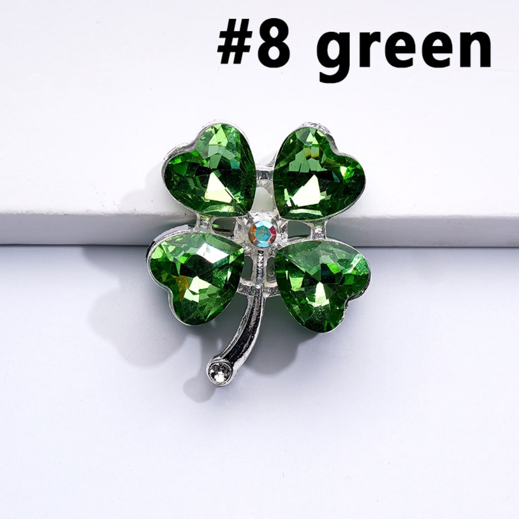 Silver Delicate Fancy Alloy Four Leaf Clover with Color Hearts Mini AB Rhinestones Beads, Around 25*30MM