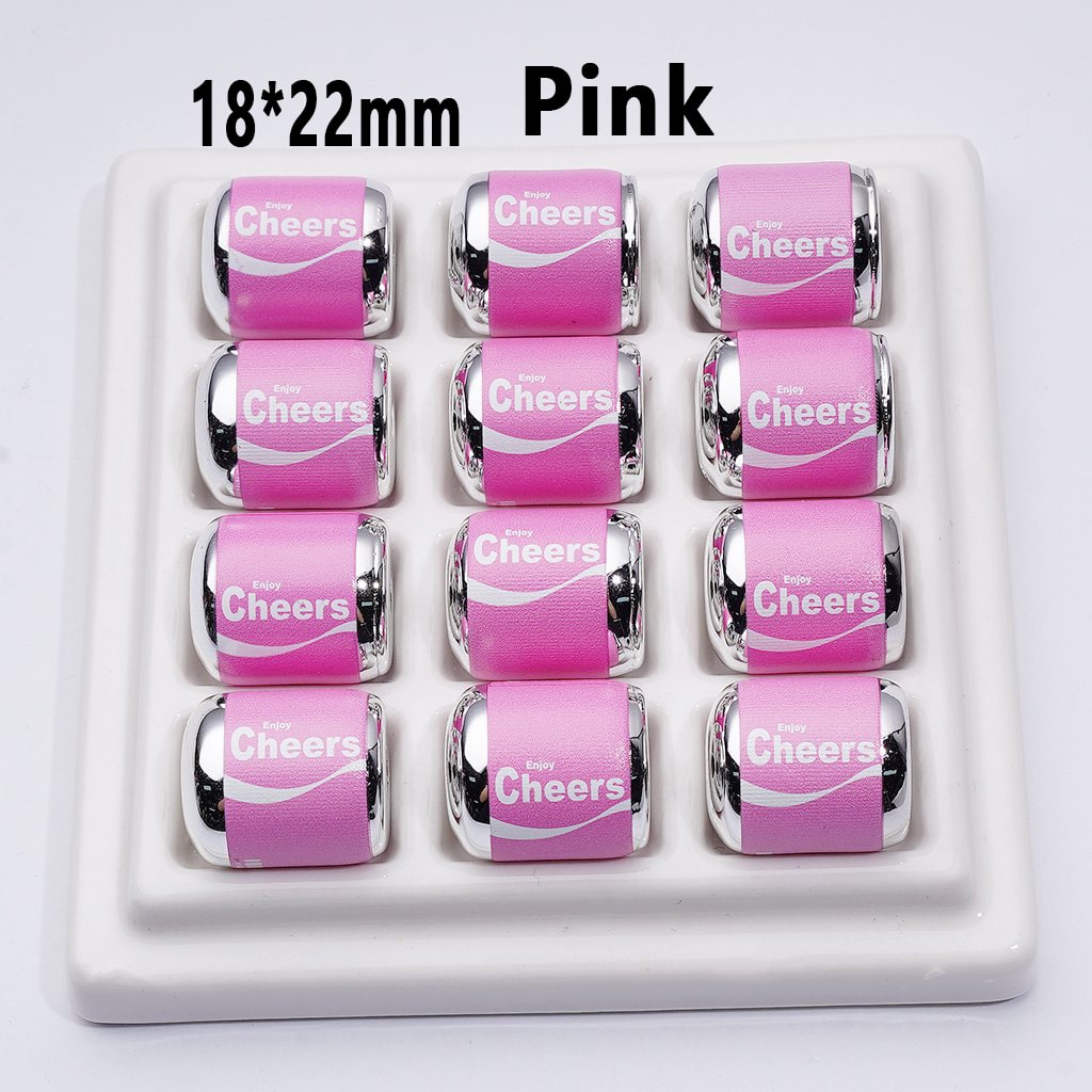 Drink Can Acrylic Beads – 18x22MM 'Enjoy' & 'Cheers' Designs in Multicolor and Random Mix