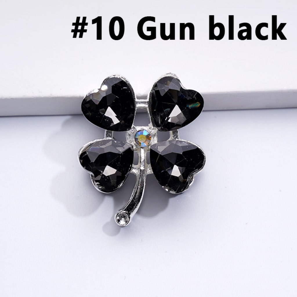 Silver Delicate Fancy Alloy Four Leaf Clover with Color Hearts Mini AB Rhinestones Beads, Around 25*30MM