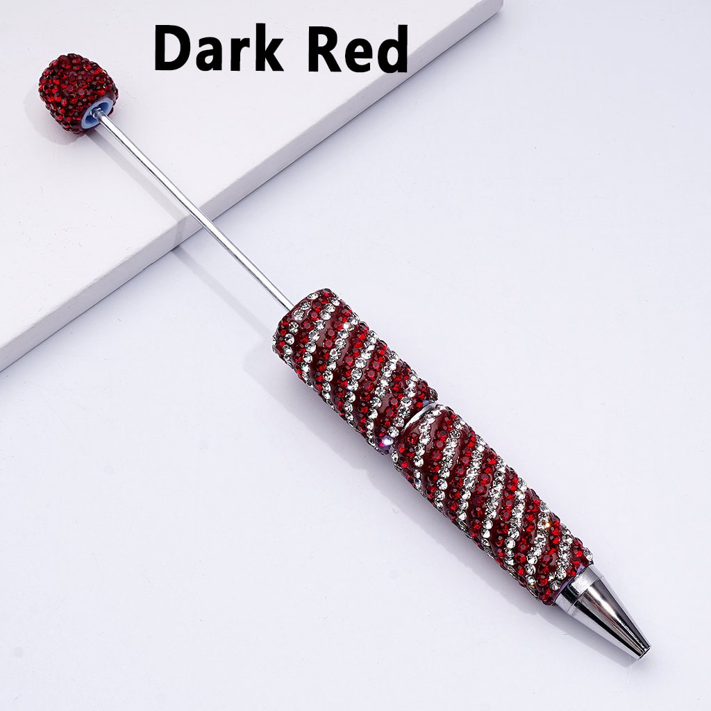 Clay Beadable Pens – Covered in Dual-Color Rhinestones with Oblique Striola Stripes
