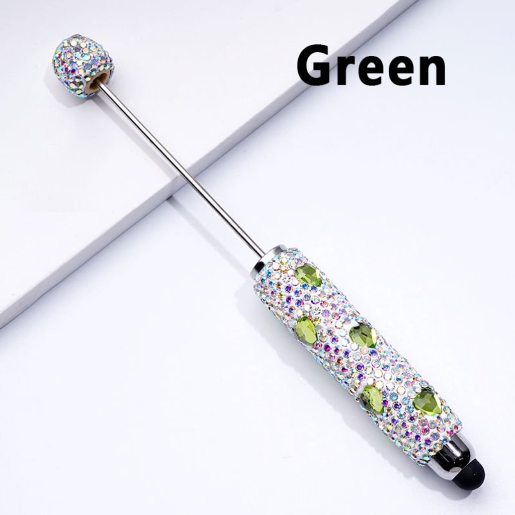 Colorful Heart Rhinestones Mini AB Rhinestones with Beadable Clay Stylus Pens Covered the Entire Pen