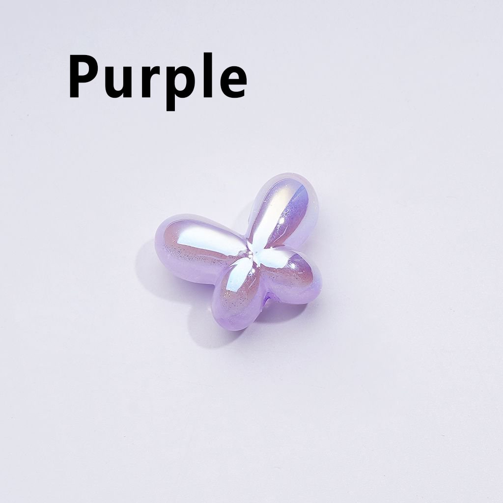 Glittery Luminous Butterfly Bow Acrylic Beads with UV Coating, Approx. 25x19MM