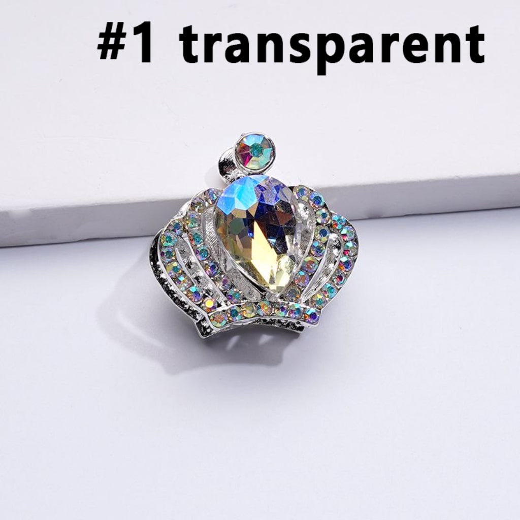 Alloy Bling Bling Silver Crown with Mini AB Rhinestones Colorful Water Drops Beads, Around 24*23MM
