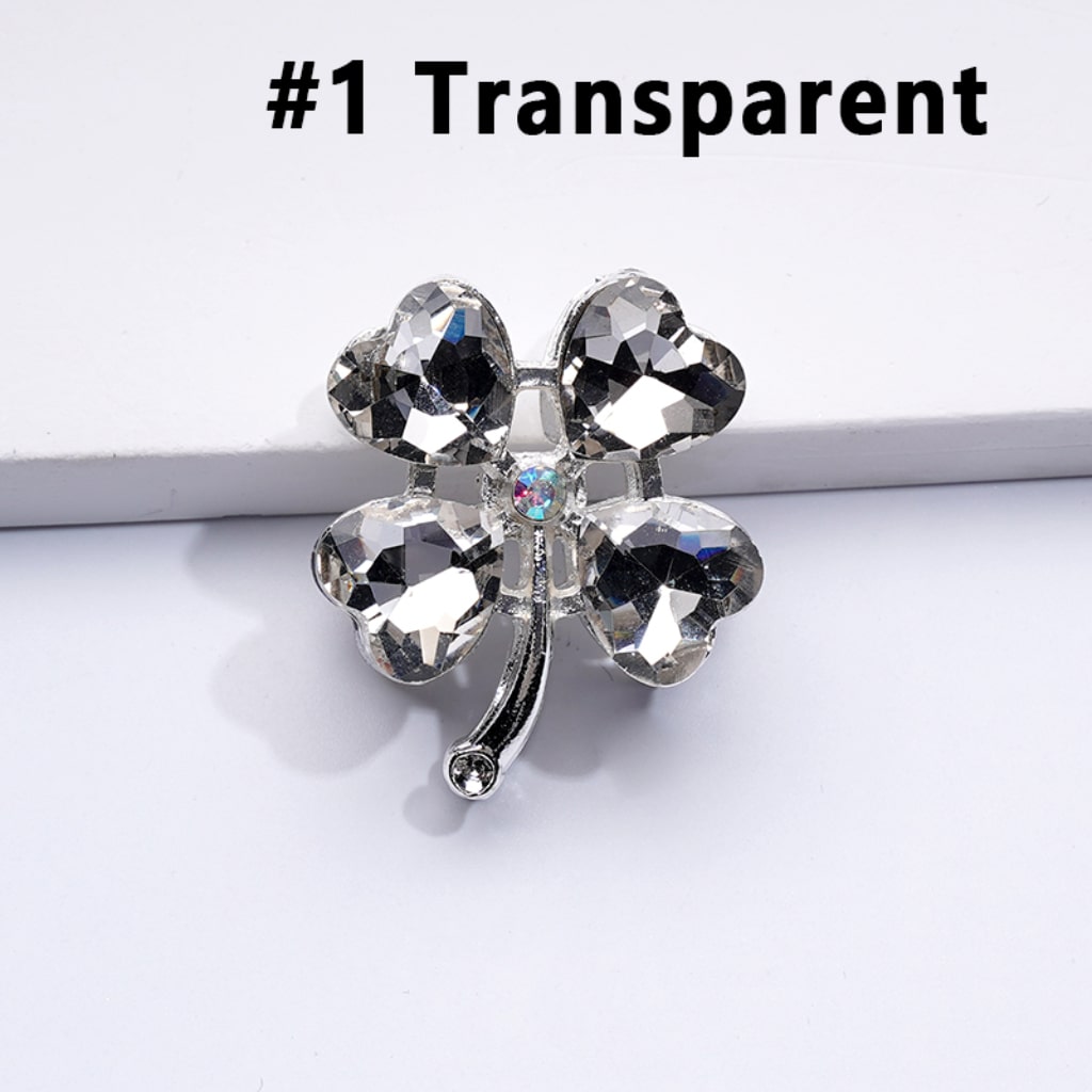 Silver Delicate Fancy Alloy Four Leaf Clover with Color Hearts Mini AB Rhinestones Beads, Around 25*30MM