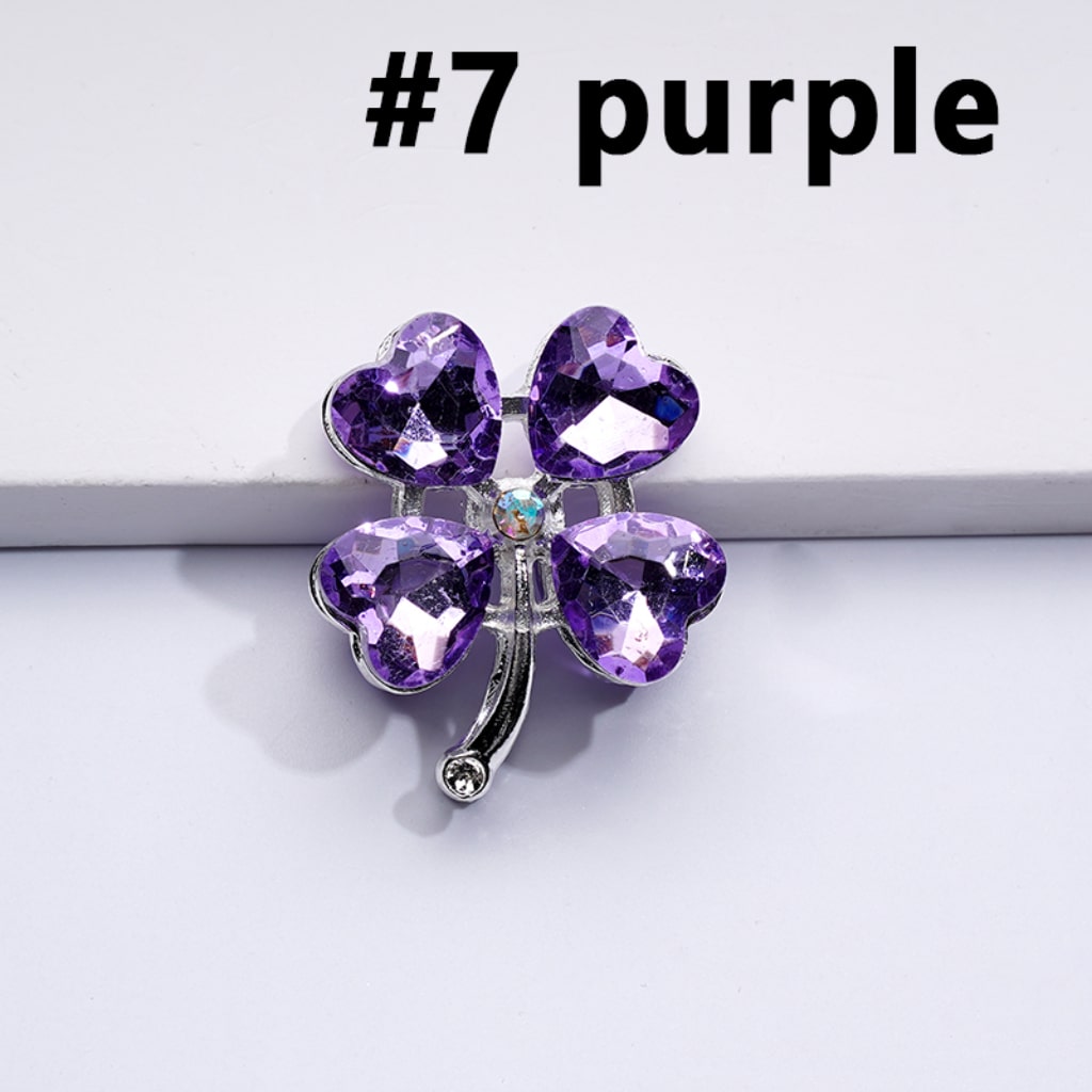 Silver Delicate Fancy Alloy Four Leaf Clover with Color Hearts Mini AB Rhinestones Beads, Around 25*30MM