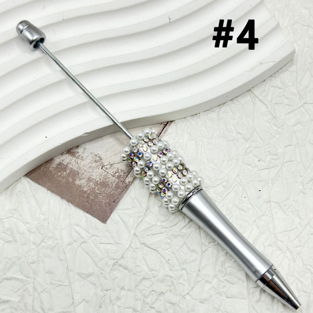 AB Small Rhinestones with White Beadable Pen White Pearl Chain