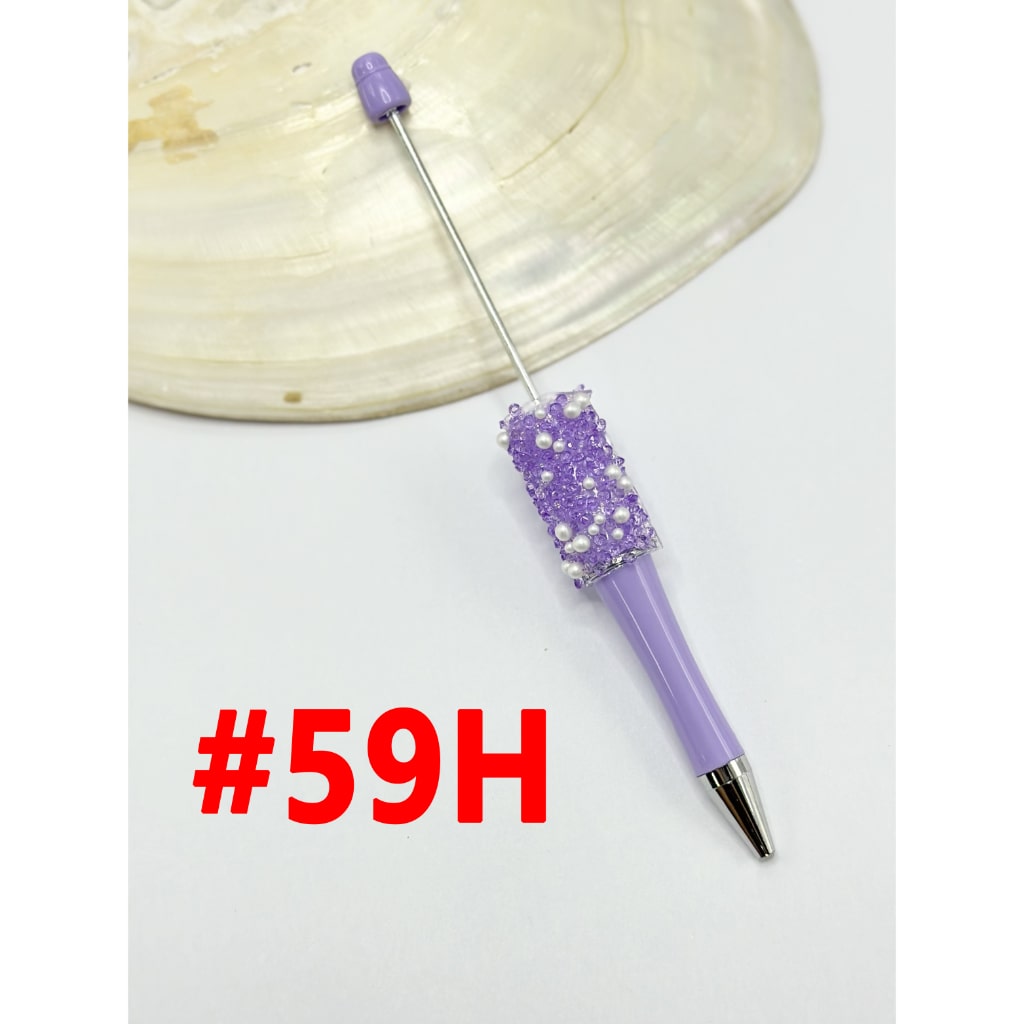 Clear Rhinestones and White Pearls Diamond Shape Beadable Pens in Solid Colors