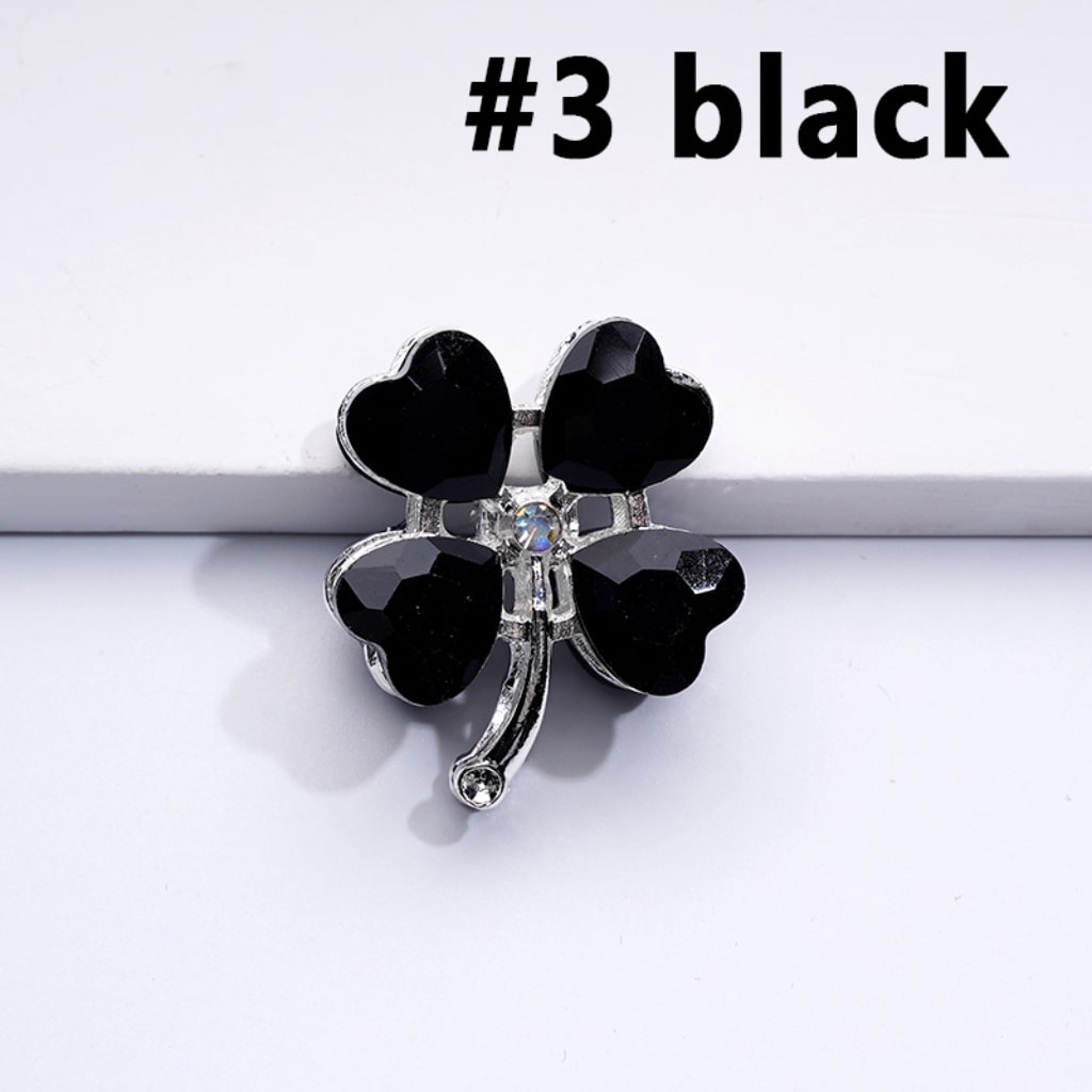 Silver Delicate Fancy Alloy Four Leaf Clover with Color Hearts Mini AB Rhinestones Beads, Around 25*30MM