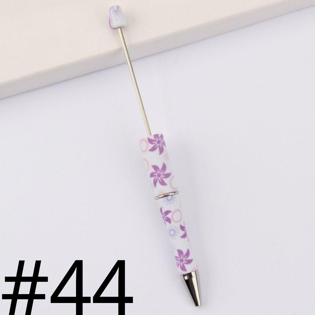 Pink Flowers with Lily White Floral Printed Beadable Pens Number 44