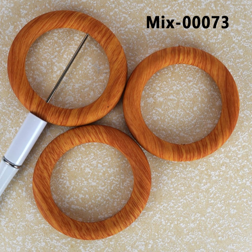 Soft Car Hanger Charm Loop Dark Brown Wood Grain Silicone Ring Frame Bead Circle Round 65mm