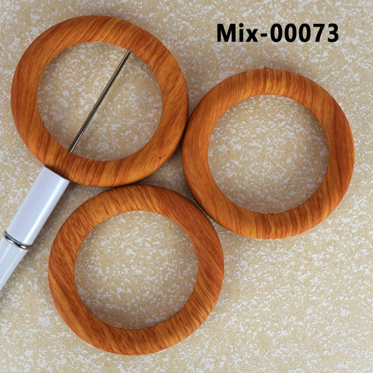Soft Car Hanger Charm Loop Dark Brown Wood Grain Silicone Ring Frame Bead Circle Round  65mm