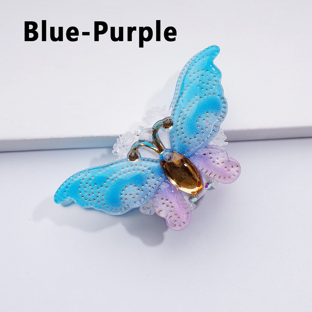 Vibrant Butterfly Clay Beads with AB Crystals and Tiny Clear Floral Accents, Approx. 50x27MM