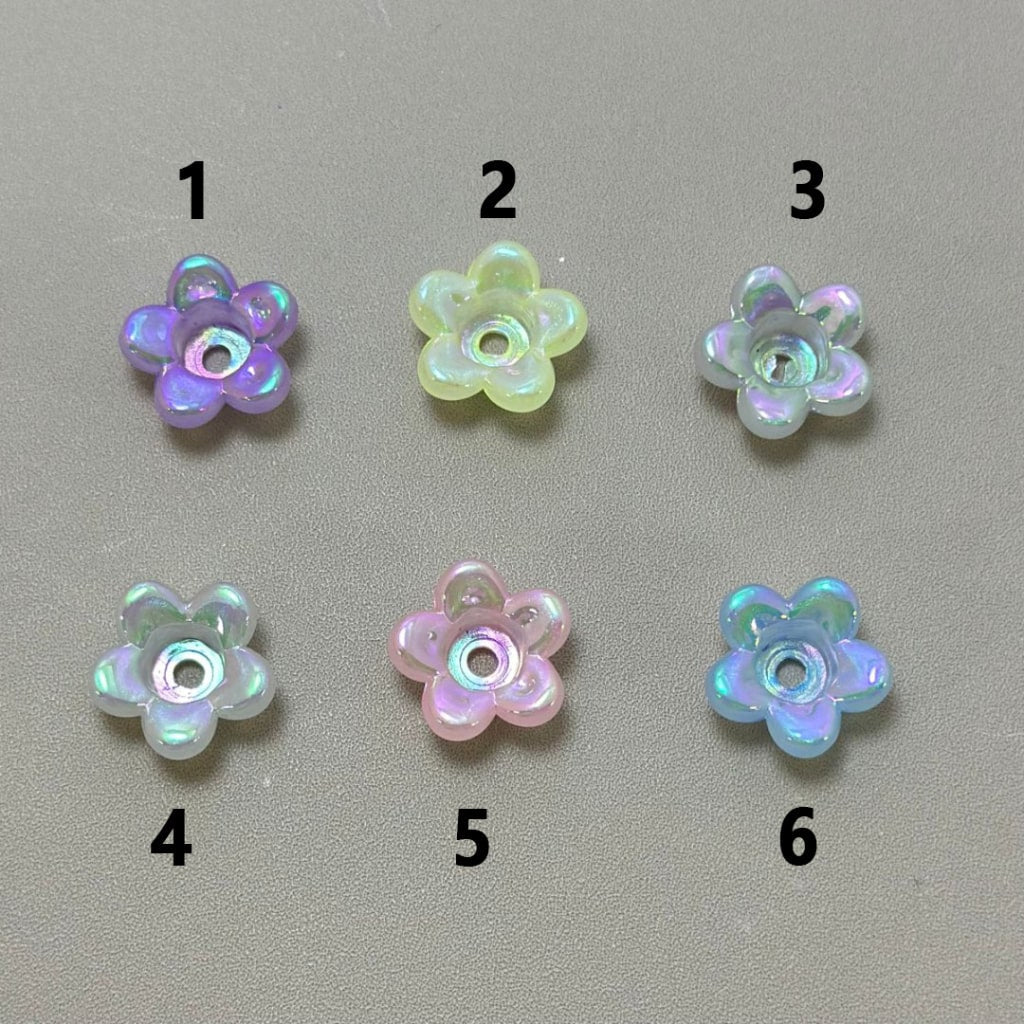 Shiny Colorful UV Finish Flower Acrylic Beads, Around 19MM, Please Read the Description