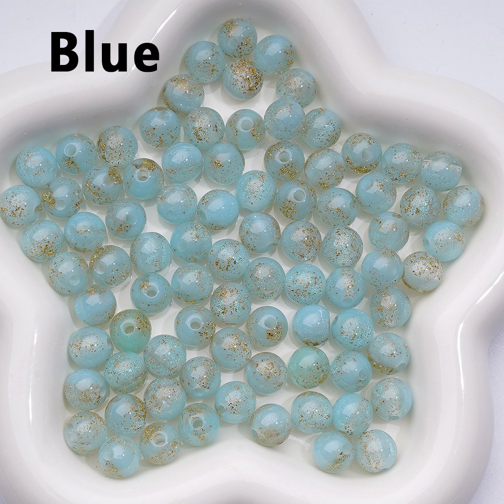 10MM Round Acrylic Beads – Mini Multi-Color Glitter with Gold Foil Paper Inside