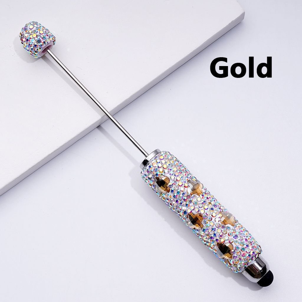 Beadable Clay Stylus Pens Adorned with Vibrant Four-Petal Flowers & Dazzling AB Rhinestones