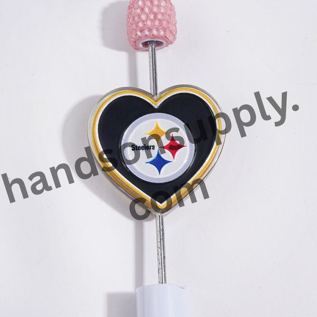 Pittsburgh American Football Designs Assorted Style Semi-Clear Acrylic Beads, Random Mix