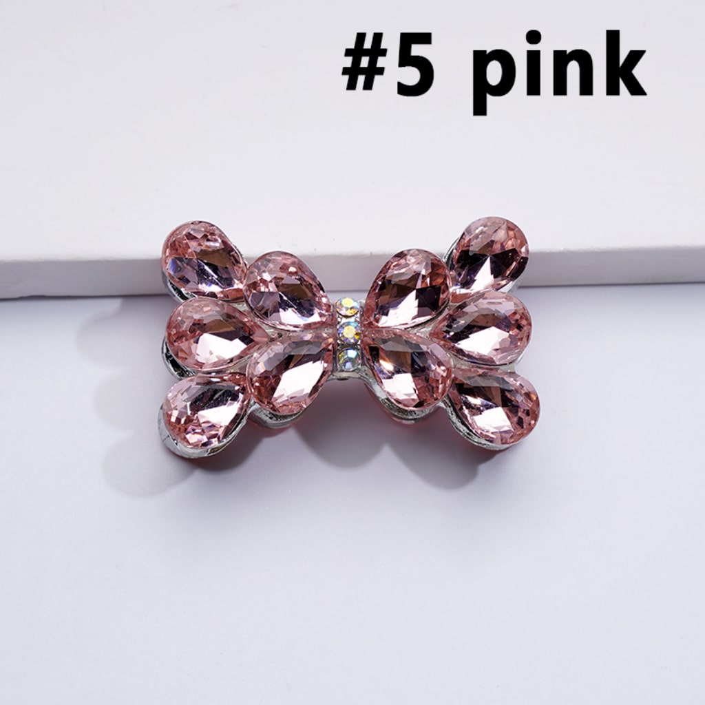 Silver Alloy Bling Bling Fancy Bowknot with Colorful & AB Shiny Rhinestones Beads, Around 37*22MM