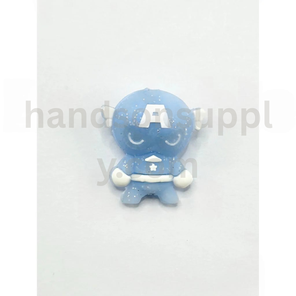 3D Captain Americ Marve Glittery Super Her Silicone Focal Beads