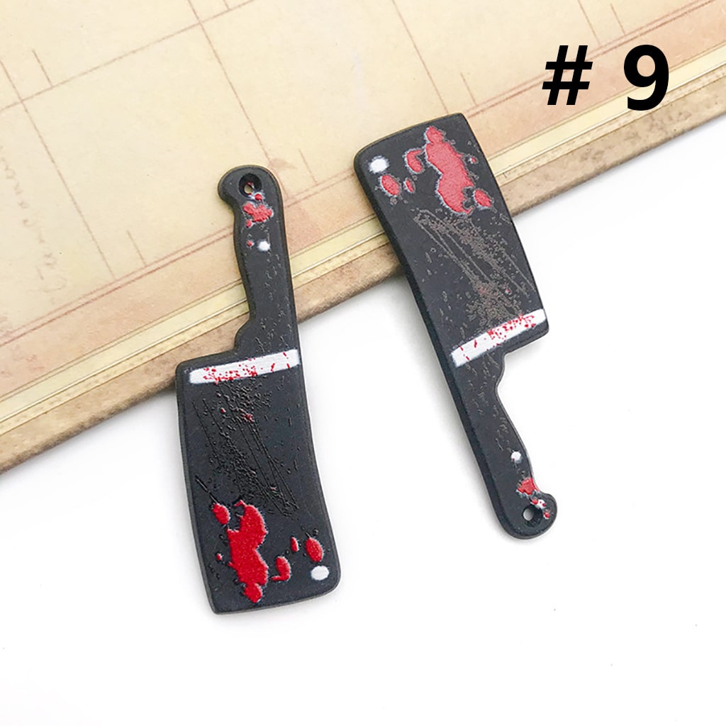 Plastic Halloween Horror Knife Axe Saw Scissors Dagger Jewelry Accessories, Random Mix