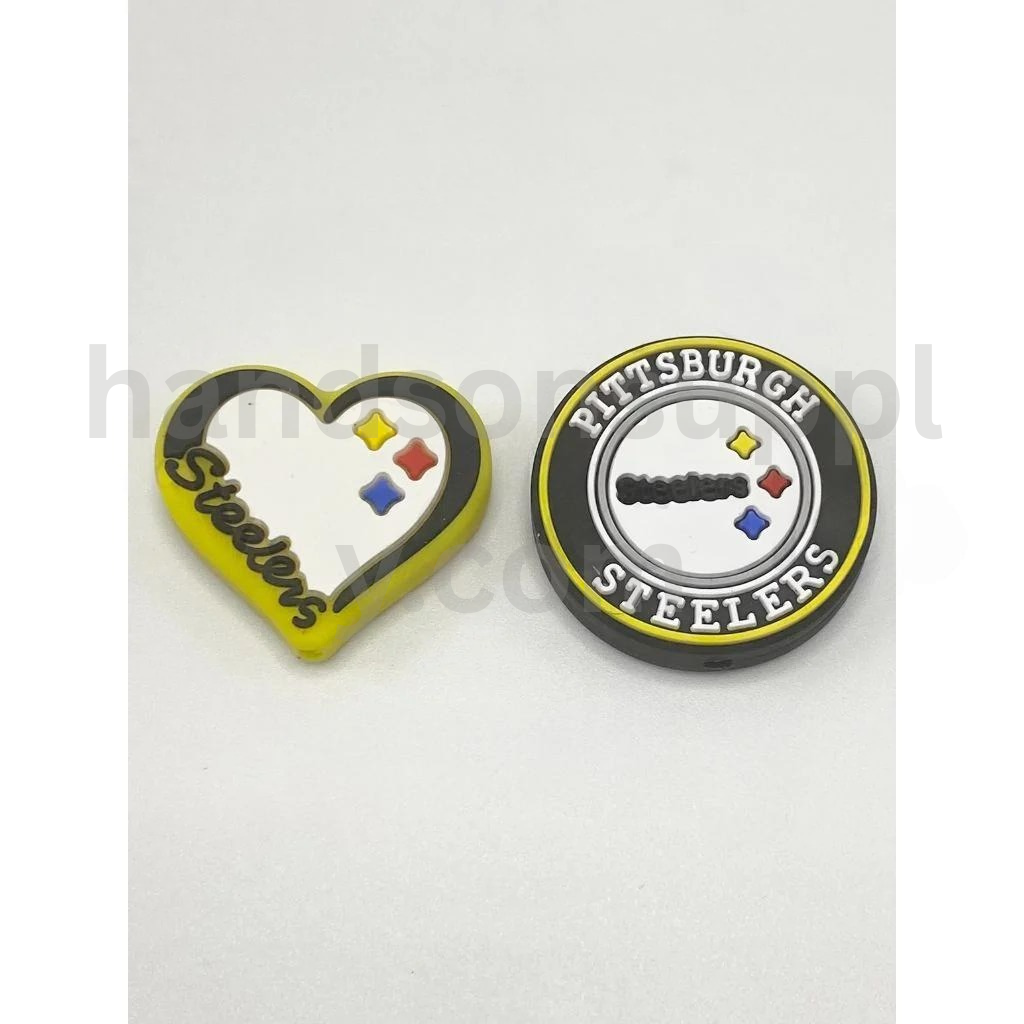 Pittsburgh Football Team Theme Sports Design Silicone Focal Beads – Random Mix Color