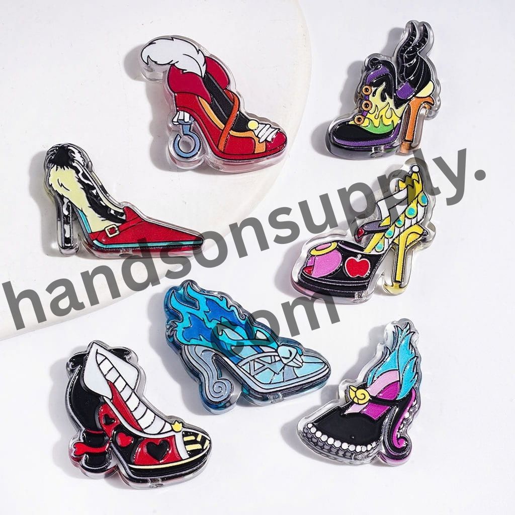 Retro Villain Evil Character Style High Heel Shoe Semi-Clear Acrylic Beads, Random Mix