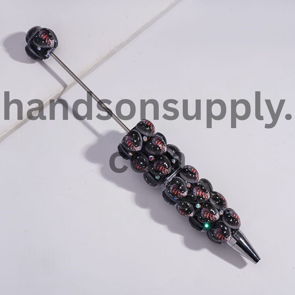 Old Girl Heart Print & AB Rhinestone Decoration, Beadable Clay Pen Random Mix