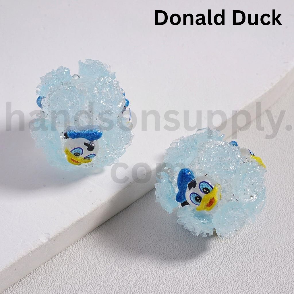 Luminous Cartoon Flower Characters Kuromi, Donald Duck, Minnie, Winnie the Pooh, Hello Kitty, Stitch, James P. Sullivan, Capybara, Cinnamonroll Acrylic Beads Multi Color Mix