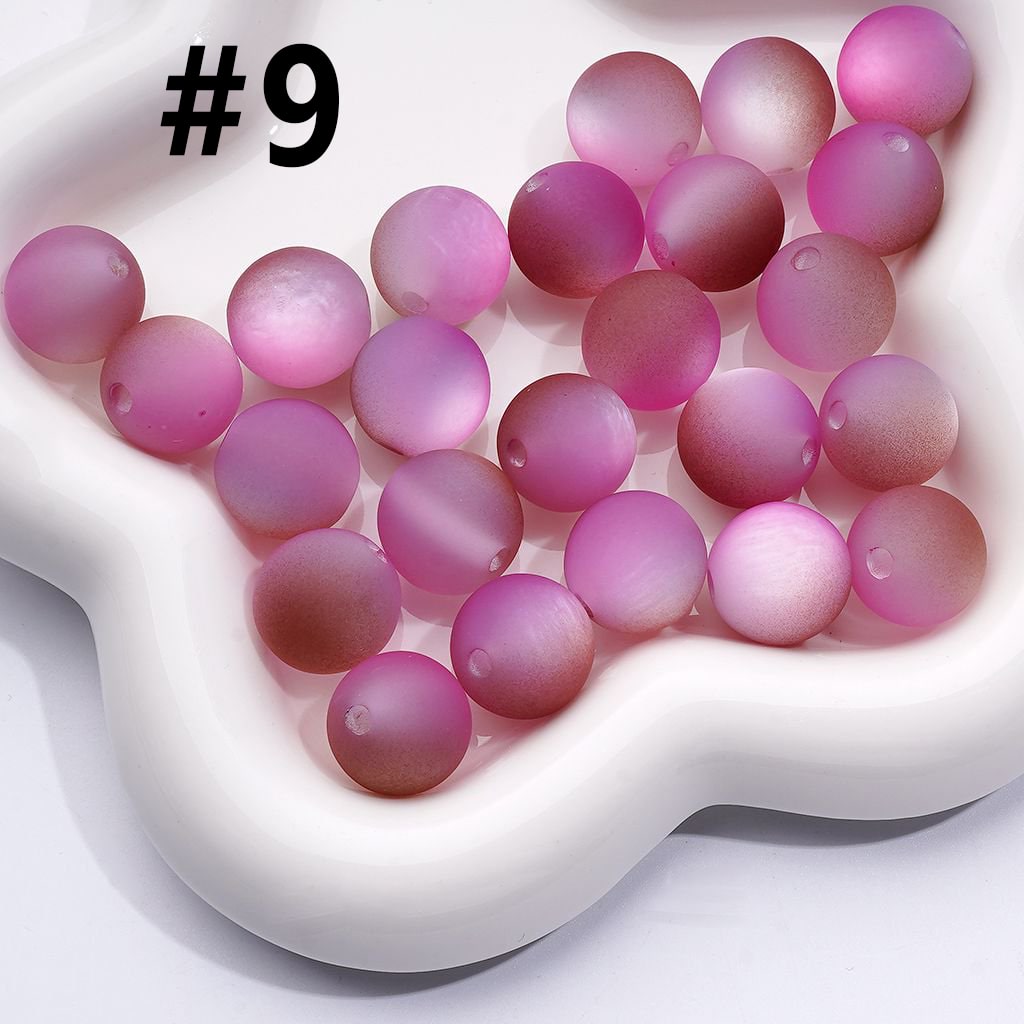 Dual-Tone Cat Eye Acrylic Beads – Frosted Round Design, 16MM