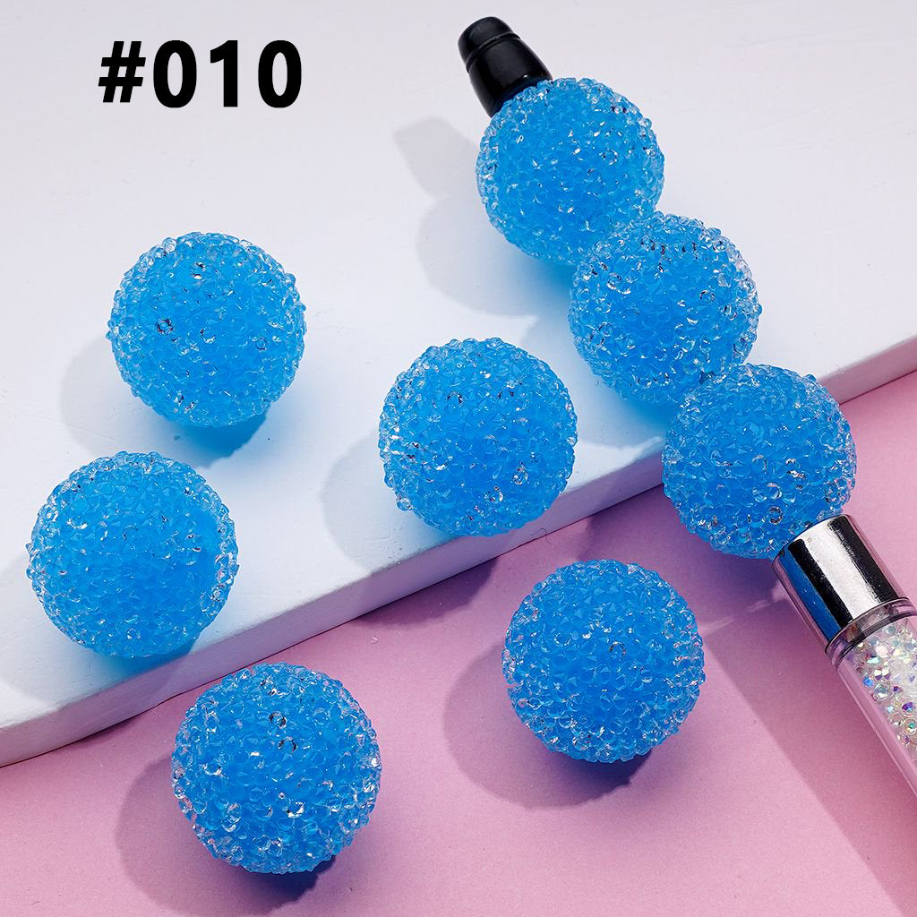 Clear Rhinestones Candy Hard Sugar Beads in Solid Colors Round 20mm