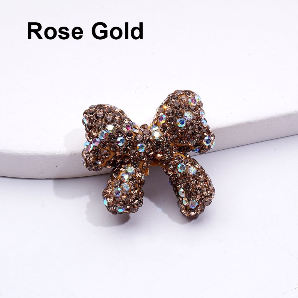 Colorful Bowknot Clay Beads with AB Rhinestones Adorable Multi-Color, 24*26MM, Random Mix