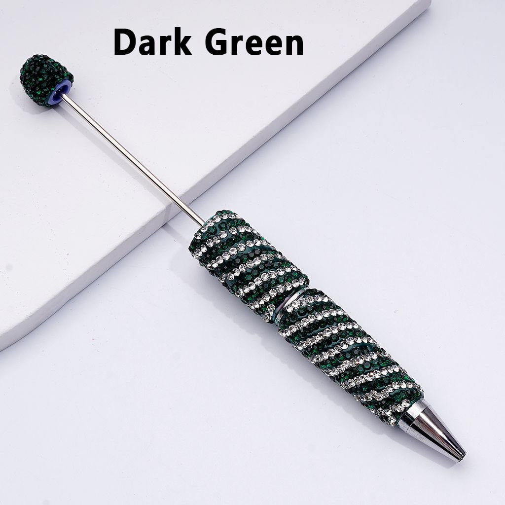 Clay Beadable Pens – Covered in Dual-Color Rhinestones with Oblique Striola Stripes