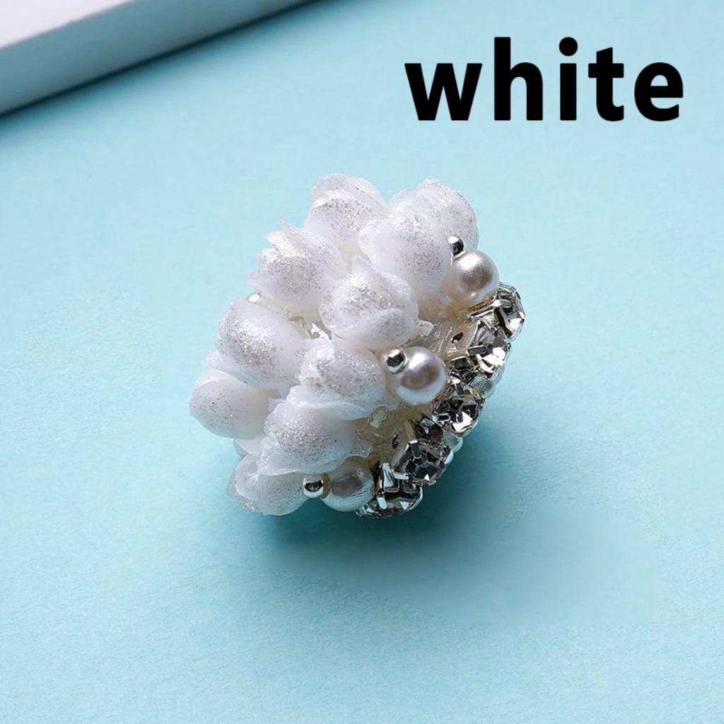 Cute Flowers Bling Bling Tulips Clear Rhinestones Chains White Pearls Round Acrylic Beads, Around 25*18MM